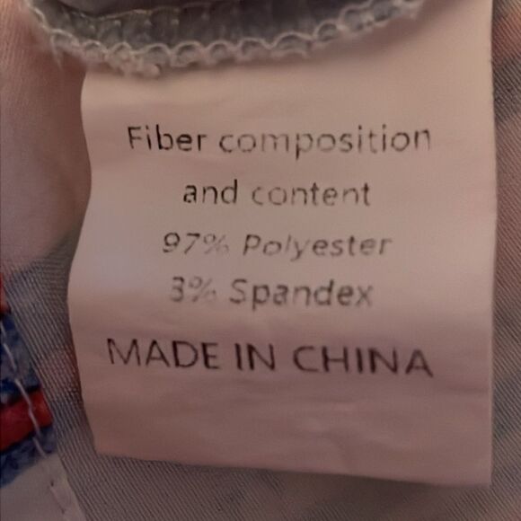 Button-front rounded hem long sleeve shirt size M coral, blue and cream stripes - Picture 13 of 13